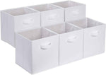 Amazon Basics Collapsible Fabric Storage Cubes Organizer with Handles, Sturdy, Beige, 10.5-x-10.5-x-11-inch, Pack of 6