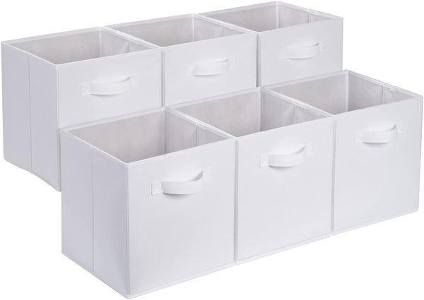 Collapsible fabric storage cube bins with handles for organization