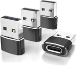 USB to USB-C Adapter for iPhone and Samsung, 4-Pack, Aluminum Alloy, Compact Design