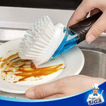 Mr Siga Soap Dispensing Dish Brush for Pot Pan Sink Cleaning with Built-in Scraper, Black