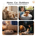 Jolivogue Small Dog & Cat Donut Bed for Indoor Cats, 20 inches Smoke Grey, Washable Round Fluffy Plush Faux Fur