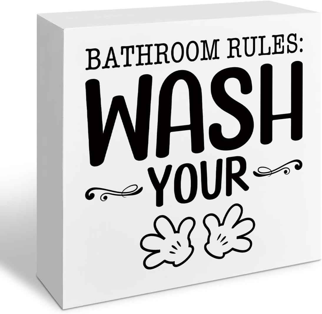 Funny Restroom Bathroom Wooden Signs, Funny Bathroom Sayings, Humor Washroom Quotes Block Plaque, Wall Art/Home Decor, Rustic Wooden Box Signs, Farmhouse Decor, Housewarming Gift