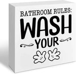 Funny Restroom Bathroom Wooden Signs, Funny Bathroom Sayings, Humor Washroom Quotes Block Plaque, Wall Art/Home Decor, Rustic Wooden Box Signs, Farmhouse Decor, Housewarming Gift