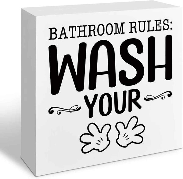Funny Restroom Bathroom Wooden Signs, Funny Bathroom Sayings, Humor Washroom Quotes Block Plaque, Wall Art/Home Decor, Rustic Wooden Box Signs, Farmhouse Decor, Housewarming Gift