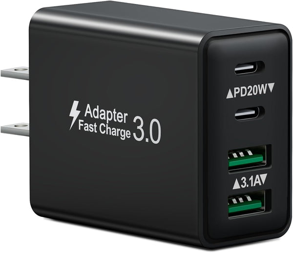USB C Charger Block, 2-Pack 40W 4-Port Type C Fast Charging Block