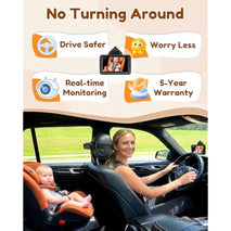 Rohent HD 1080P rear-facing baby car camera with 150° wide-angle lens, night vision, and adjustable display