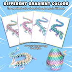12 inch 3d printed dragon easter egg with fall protection and reinforced joints, eco-friendly fidget toy in rainbow color
