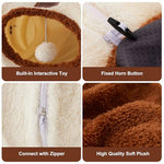 cat tunnel bed for small and large indoor cats with cushy donut toy and peekaboo pet cave, beige