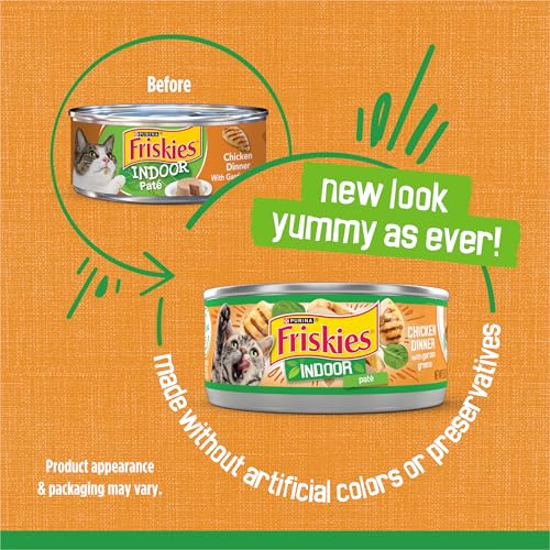 Purina Friskies pate cat food with real chicken, 5.5 oz cans, pack of 24 for adult cats