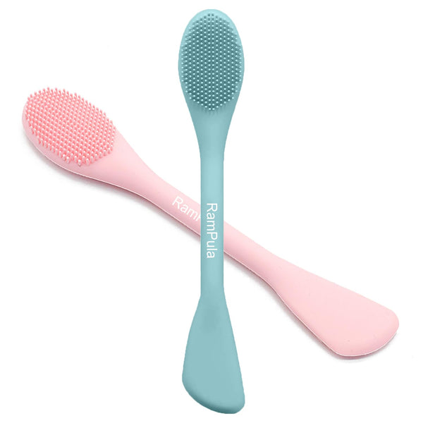 Facial cleansing brush, 2-in-1 silicone face mask brush & face scrubber for exfoliating, massaging, removing blackheads, and skincare