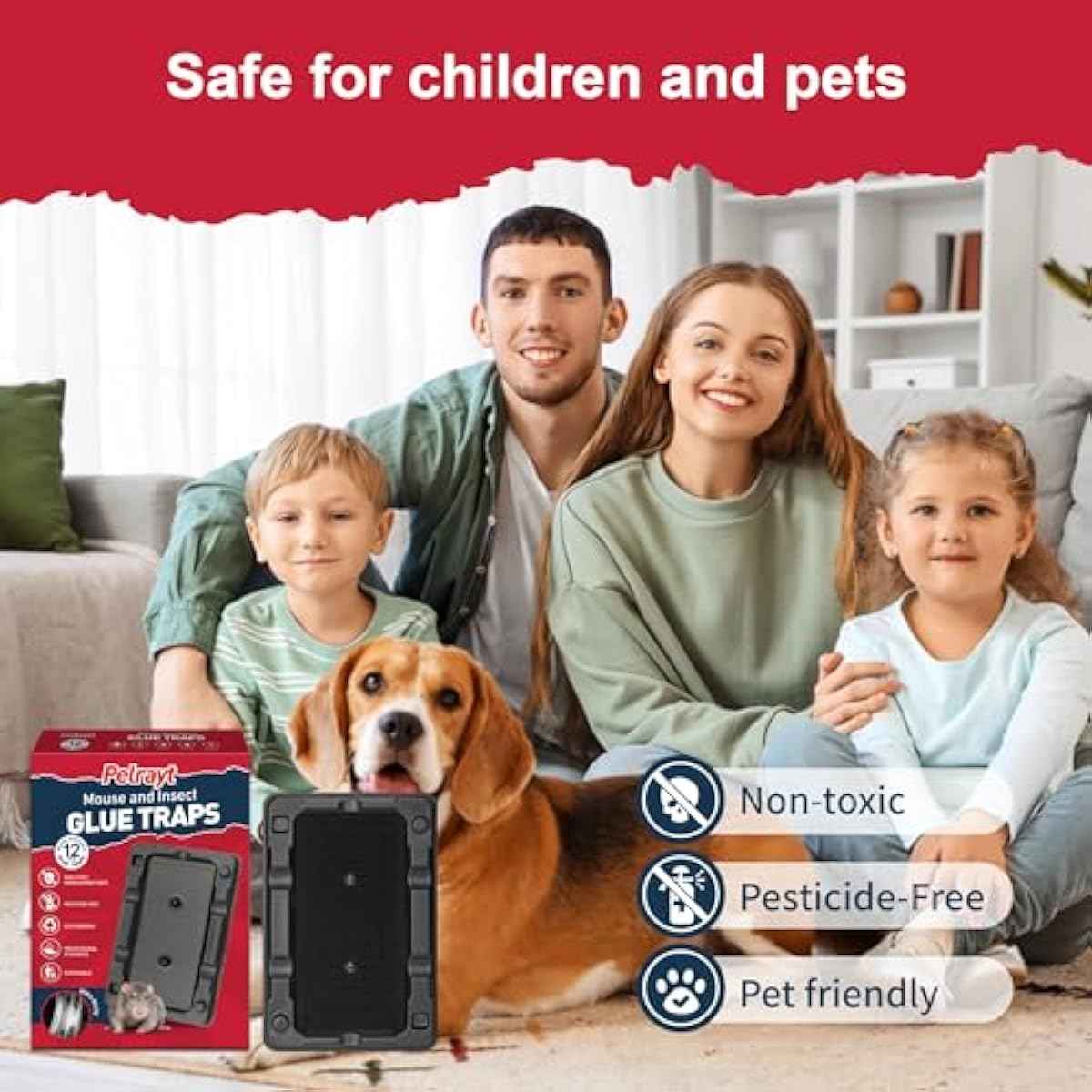 Glue Mouse Traps Indoor for Home -12 Pack Sticky MouseTraps Indoor for Safe Home Pest Control. Pre-Scented, Non-Toxic Glue Boards for Mice, Mouse & & Insects. Easy to Use