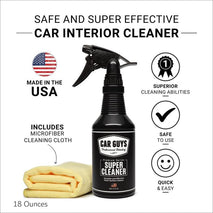 car guys super cleaner, 18 oz kit with microfiber towel, effective car interior stain remover