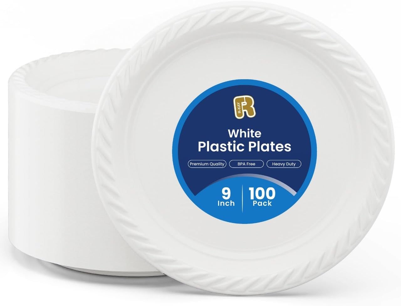 R-kay Plastic Bowls - 100 Count Microwavable Disposable Bowls - Strong Heavy Duty And Sturdy White Plastic Bowls Disposable (12 OZ, 100)