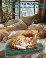 cat self warming bed 26x20 green leaf shaped cotton soft warm pet pad blanket