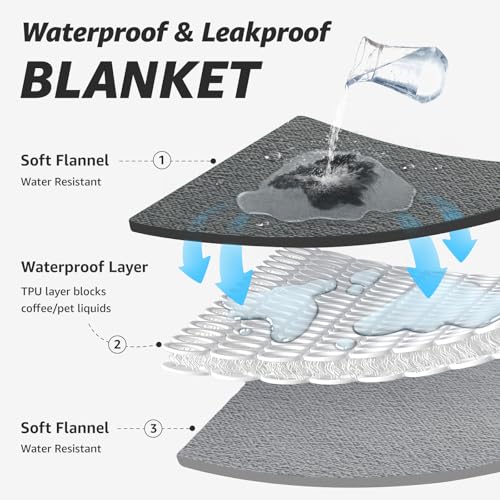 loobani reversible waterproof twin bed blanket 60x80 soft flannel pet couch protector grey