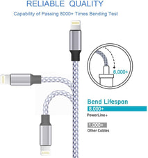 TAKAGI MFi certified Lightning cable 3PACK 6FT nylon braided for iPhone 14/13/12/11 Pro Max/XS MAX/XR/XS/X/8/iPad
