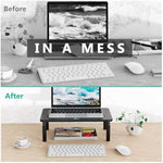 wali computer monitor stand adjustable laptop riser black 1 pack