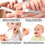Baby Grooming Kit for Newborn Girls and Boys, Infant Safety Care Set with Hair Brush, Comb, Nail Clipper, Nasal Aspirator, Grey and White