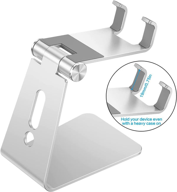 Adjustable Cell Phone Stand with Aluminum Base and Charging Port