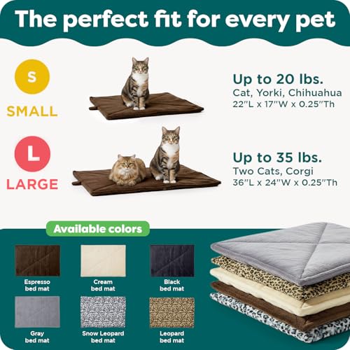 FurHaven ThermaNAP self-warming cat mat, small dog bed with machine washable plush faux fur, gray