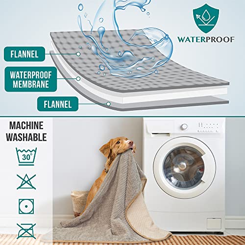 PetAmi Waterproof Dog Blanket for Large Dogs, Furniture Sofa Couch Cover Protector, Soft Plush, Twin 60x80 Taupe Beige