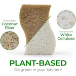Natural Compostable Cellulose Coconut Walnut Kitchen Sponges 12 Pack Gentle Eco Friendly Daily Cleaning