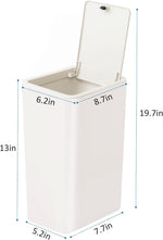TIPGO Bathroom Trash Can with Lid, 10 Liter Capacity, White Color