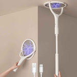 GeckoMan Rotating Head Electric Fly Swatter Racket Rechargeable Bug Zapper Racket Bug Zapper Indoor Fly Zapper Mosquito Zapper Flies Killer for Indoors, with a Telescopic Extension