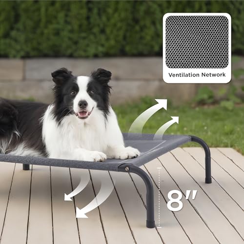 Bedsure elevated dog bed, large size, grey, 49 inches, portable indoor & outdoor cooling raised cot pet hammock bed