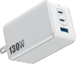 128W USB C Wall Charger,GaN III 3-Port Fast Charging Station,PD QC Foldable Charger Block Portable 65W Laptop Adapter for MacBook Pro/Air,iPad Pro,Galaxy S23,Dell XPS 13,iPhone 17/16/Pro etc