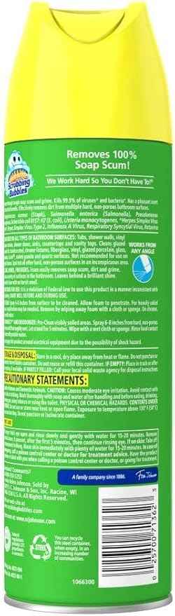 Scrubbing Bubbles Bathroom and Shower Cleaner Aerosol, Foaming Action Bathroom Grime Fighter, Citrus Scent, 20oz (Pack of 1)