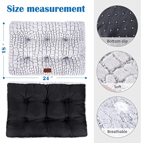 Soft Fluffy Pet Cushion Mat for Small Dogs, Anti-Slip Comfy Kennel Pad for Puppy Crates, 24x18 inches