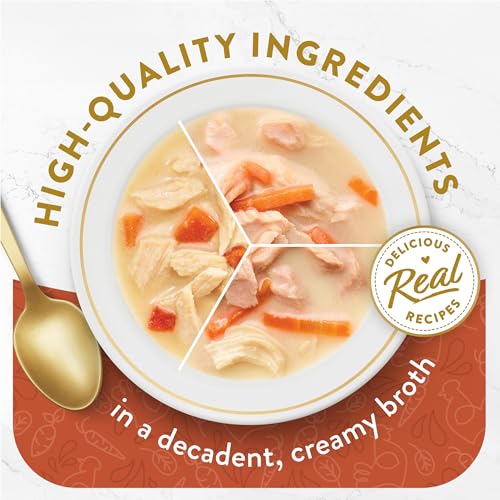 purina fancy feast adult cat food toppers 12-pack with real salmon and whitefish creamy broth