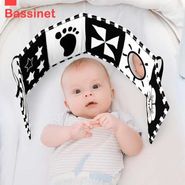 urmywo black and white baby toy, tummy time high contrast newborn toys 0-3 months, soft baby book