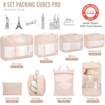 vekens 8-set packing cubes nylon organizer bags for beach vacation cruise ship travel essentials suitcase