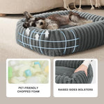 Furtime small dog bed with removable cover, orthopedic grey sleeping puppy bed with anti-slip bottom, 20x19x6 inches, S