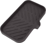 Silicone Bathroom Soap Dishes with Drain Spout-Bathroom and Kitchen Sink Organizer,Sponge Holder,Dish Soap Tray,Perfect for Dispenser,Scrubber,Bottle,Cup on Sink or Counter-Black 4.9"×3.2"