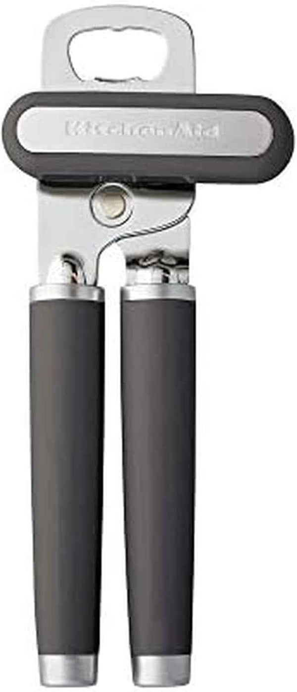 KitchenAid Classic Multifunction Can Opener and Bottle Opener Easy to Use, Razor Sharp Stainless Steel Cutting Wheel, Soft Ergonomic Handles, Black