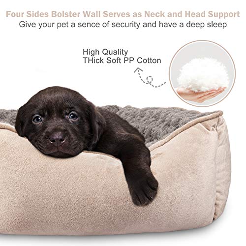 JOEJOY rectangle dog bed for medium large small dogs - soft breathable orthopedic sofa bed with anti-slip bottom, beige