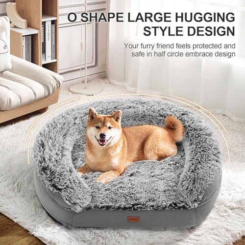 3.7 inch thickened orthopedic dog bed for extra large dogs with 28d egg-crate foam and removable cover