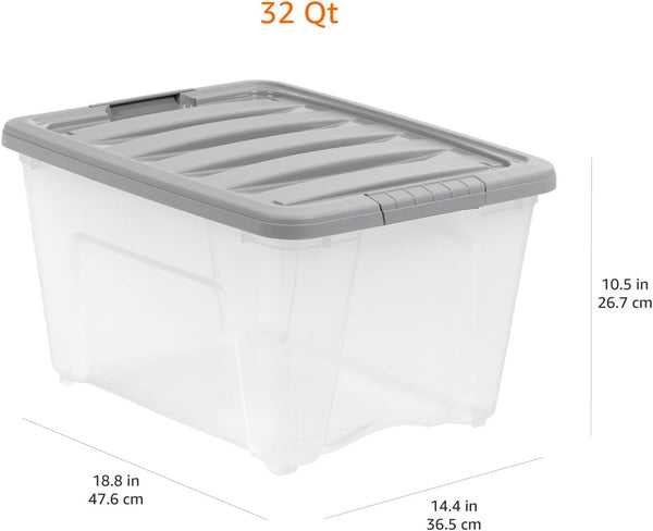 Amazon Basics Plastic Storage Containers with Secure Latching Lids for Organization