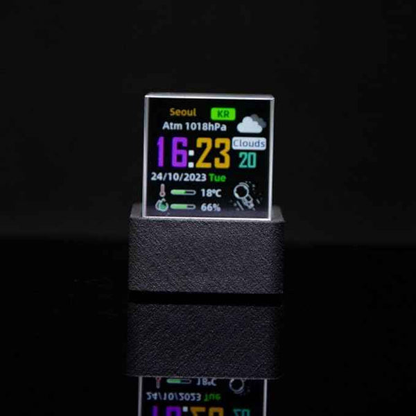 HolaCube WiFi Holographic Crystal 3D Photo Display, Smart Weather Station & Digital Clock with GIF Animations for Desktop/Car Décor - Black Base