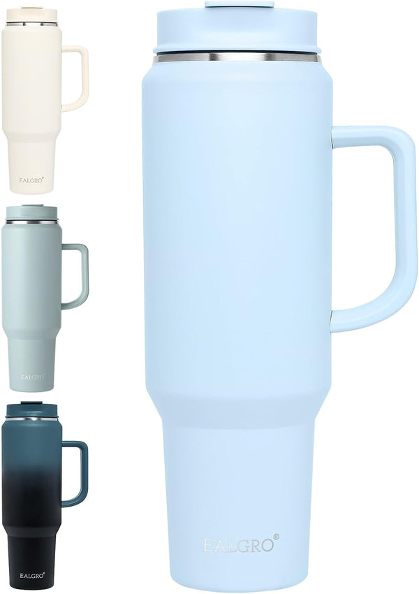 40 oz Insulated Tumbler with Handle and Lid, Stainless Steel Travel Coffee Mug Cup, Black