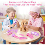 Meland Toy Doctor Kit for Girls, Pretend Play Toy with Dog, Stethoscope & Dress Up Costume for Kids Ages 3-6