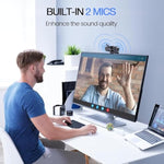 emeet c960 1080p webcam with 2 mics, 90° fov, usb type-a & a-to-c adapter, plug&play computer camera