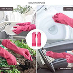 Mamison 2 Pairs Reusable Waterproof Dishwashing Gloves - Non-Slip Kitchen Cleaning Gloves (Pink, Medium)