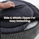 36 inches Donut Dog Bed for Large Dogs - Calming Round Pet Bed with Removable&Washable Cover, Plush Faux Fur & Corduroy, Fits Pets up to 80 lbs(Dark Grey, Large)