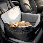 BurgeonNest dog car seat for small dogs, black, 25 lbs limit, detachable and washable, storage pockets and clip-on leash