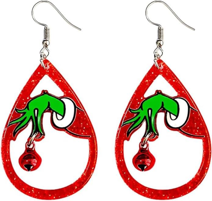 Christmas Earrings For Women, Xmas Accessories, Red White Green Drop Dangle Earrings for Holiday, Christmas Jewelry Gift.