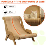 Cat Hammock Chair with A Scratch Pad, Beach Style Lounger for Large Cats, Elevated Cat Beds for Indoor, Pet Rattan Chair